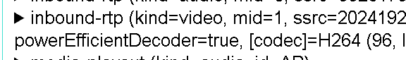 WebRTC internals inbound video codec video/H264